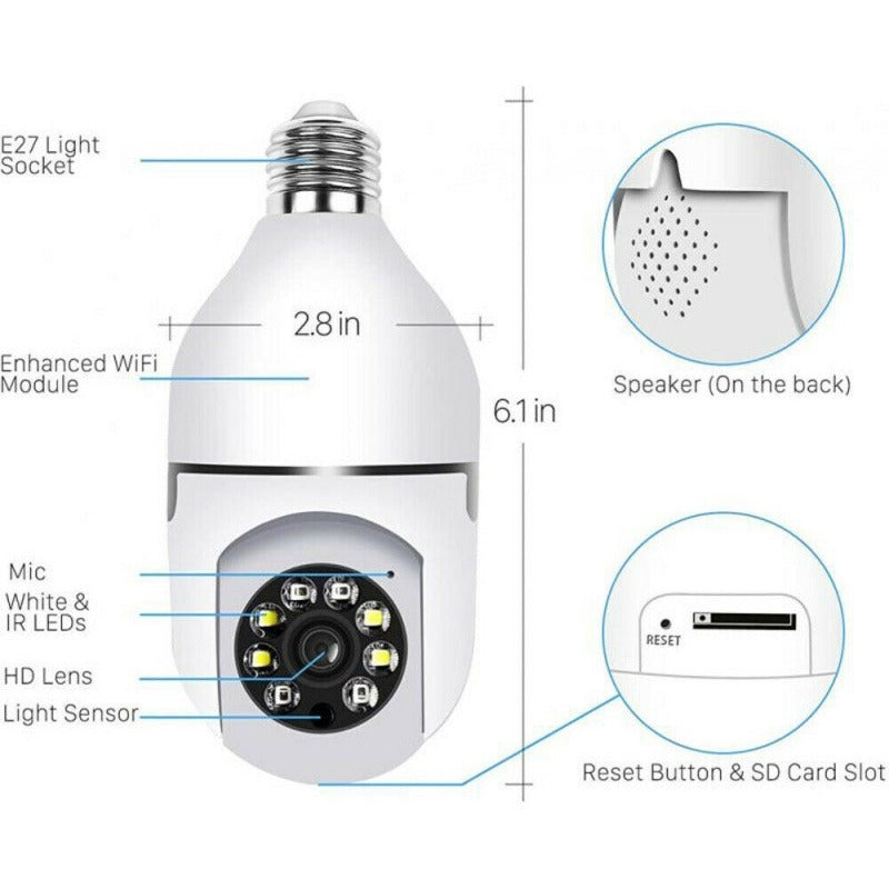 IR E27 Light Bulb Camera 1080P HD Wireless Wifi Security