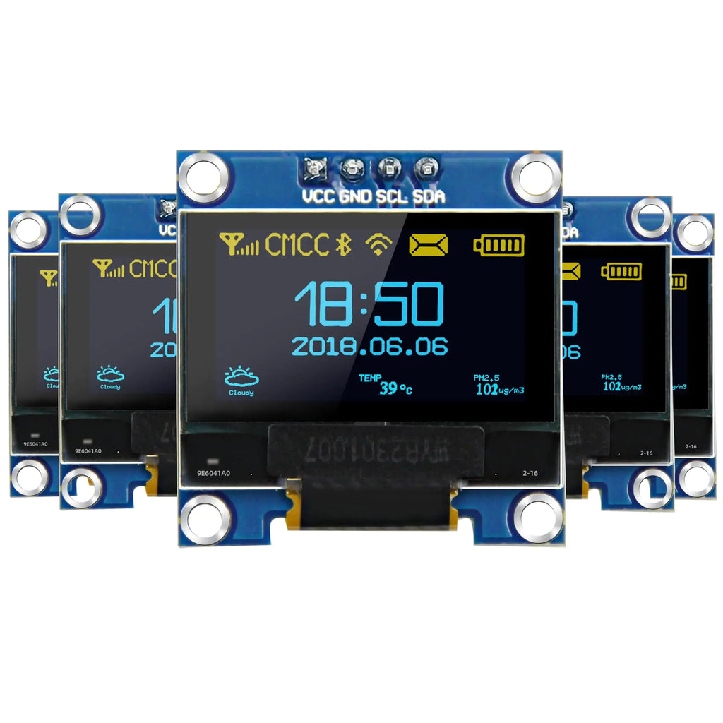 iPistBit 5 Pcs 0.96 Inch OLED Display Module 128x64 Pixel I2C SSD1306 Luminous OLED Screen Board Compatible with Arduino Raspberry Pi ESP32(Blue and Yellow)