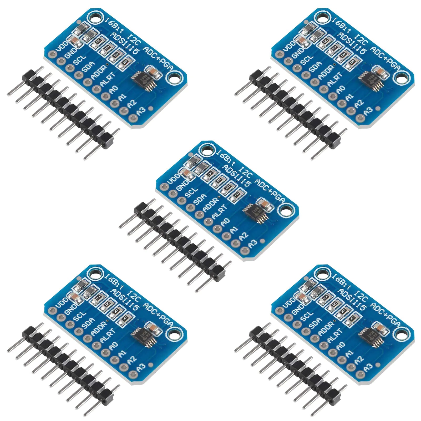 ACEIRMC ADS1115 16 Bit 16 Byte 4 Channel I2C IIC Analog-to-Digital ADC PGA Converter with Programmable Gain Amplifier High Precision ADC Converter Development Board for Arduino Raspberry Pi (5pcs)