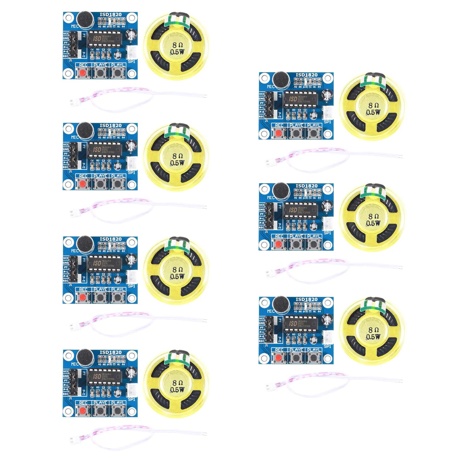 AITRIP 7 pcs ISD1820 Sound Voice Recording Playback Module Sound Recorder Board with Microphone Audio Loudspeaker for Arduino